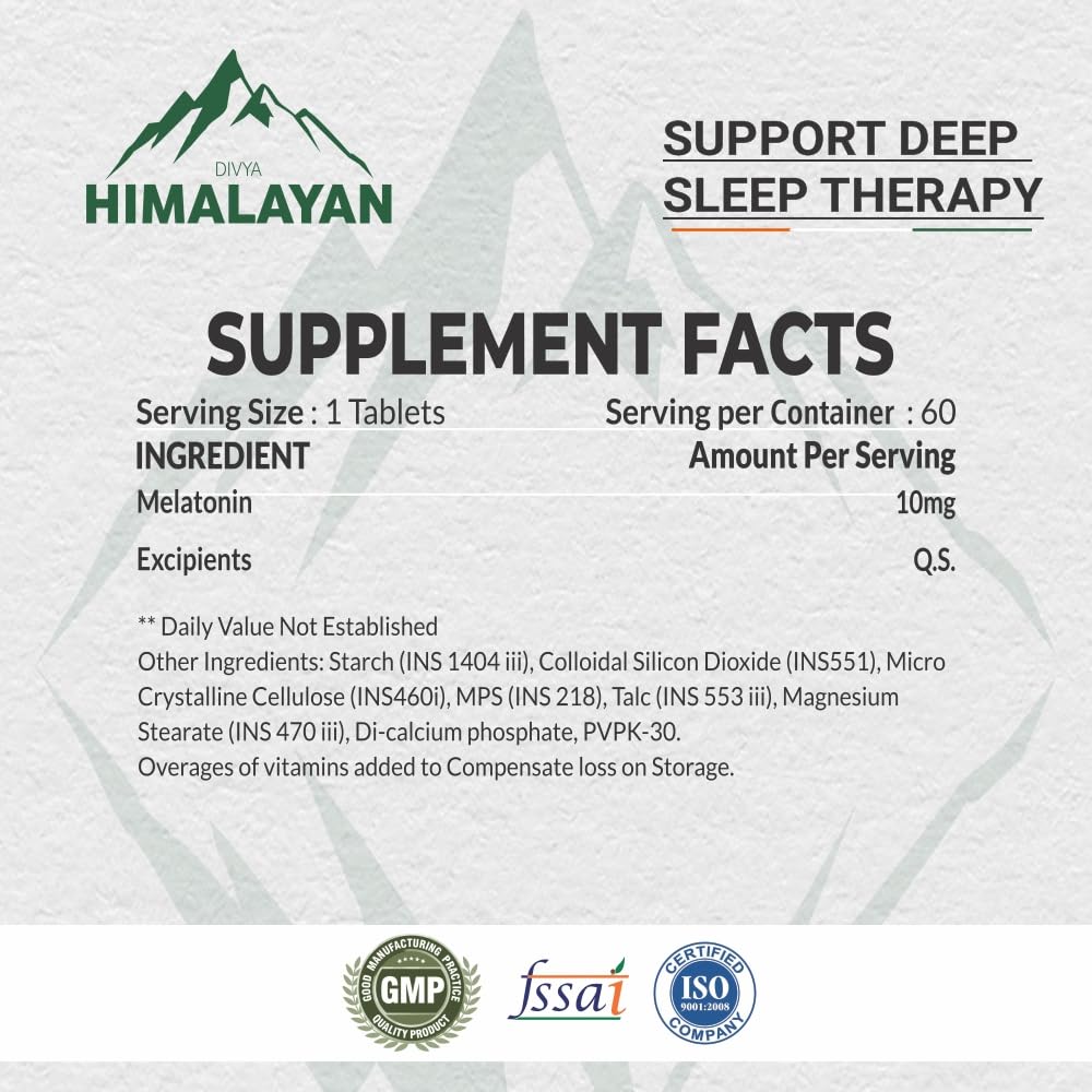 Divya Himalayan Natural Deep Sleep Melatonin 60 Tablets – Supports Restful Sleep & Healthy Sleep Cycle