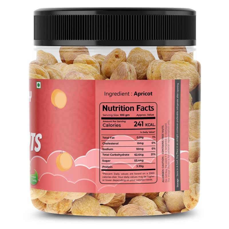 FEELDY Exotic Dried Apricots | Premium Apricot Dry Fruits (Khumani/Jardalu/Badam Bor) | Naturally Sourced, No Added Sugar | Soft & Juicy