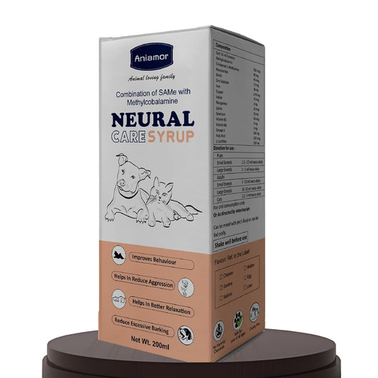 Aniamor Neural Care Syrup for Dogs and Cats | Helps in decreasing Mental Stress and Anxiety in Pets | Dogs and Cats Supplements | for All Life Stages | Chicken Flavor | 200ml