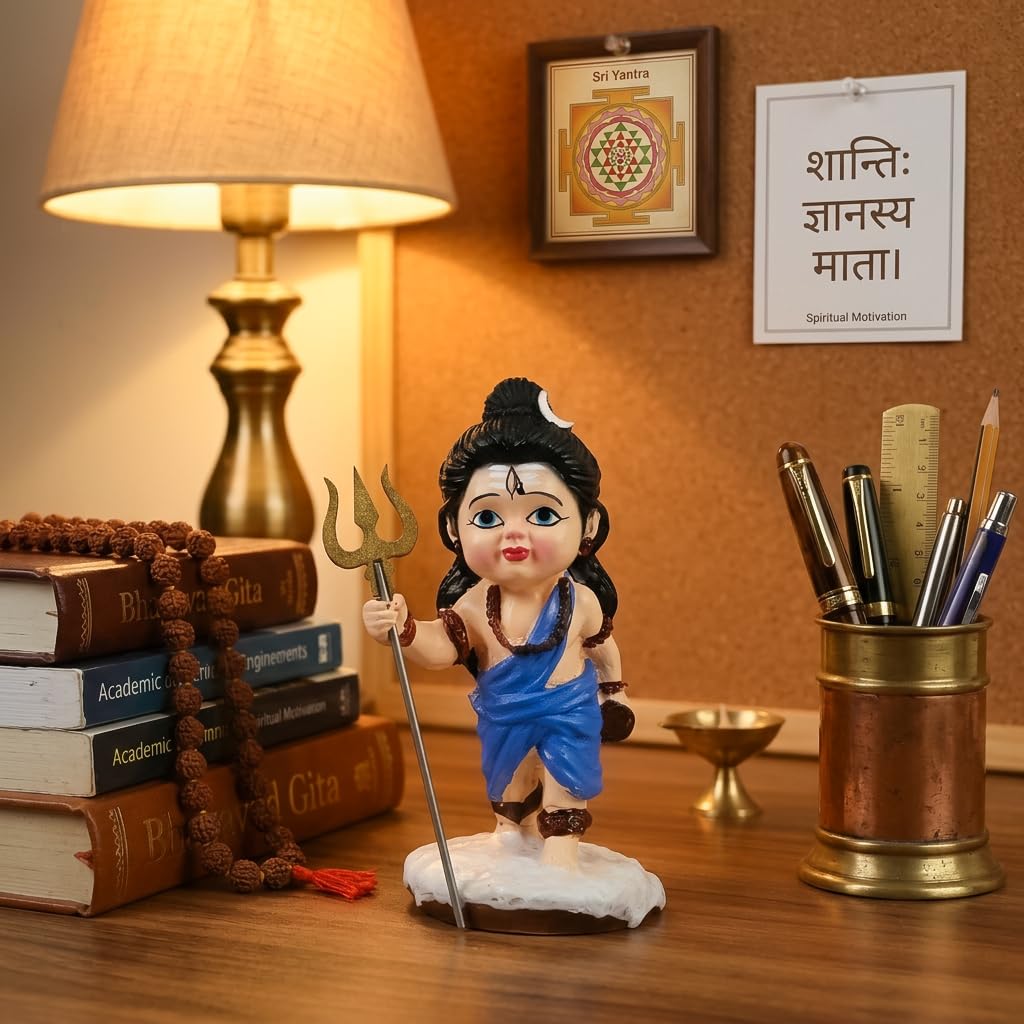 Bal Shiva Idol for Home Decor | Mahadev Murti, Shiv Ji Statue with Trishul for Puja Room, Temple Decoration, Spiritual Gift & Mahashivratri Decor