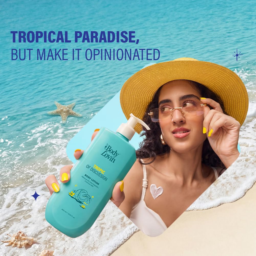 Plum BodyLovin’ Tropic Of Discussion Body Lotion | Firming & Tightening Body Lotion | Lightweight Hydration | Hibiscus Oil, Pea Peptide & Coconut Milk | Fresh Tropical Fragrance | 400 ml