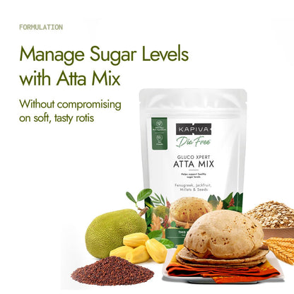 Kapiva Dia Free Gluco Xpert Atta Mix, 150g | Helps Manage Sugar Levels | Methi, Barley, Chia Seeds, Jackfruit & 6 More