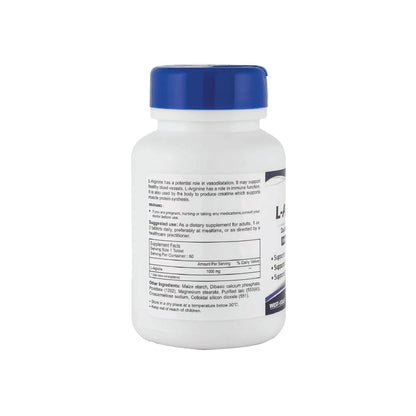 Supplement bottle with blue cap and label on a white background