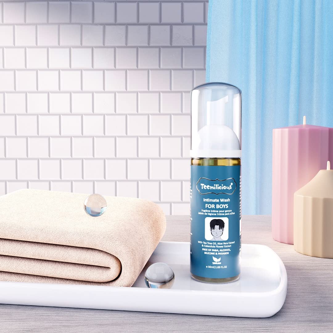 Teenilicious Intimate Wash for Men | Hygiene Wash with Aloe Vera, Tea Tree Oil | Anti Itch & Anti Odour | Antibacterial & Antifungal | Free from Alcohol, Silicones, Paraben & Sulphates - 50ml