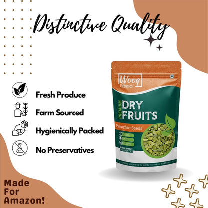 Wooq Organics Jumbo Raw Pumpkin Seeds 250g Protein and Fiber Rich Superfood