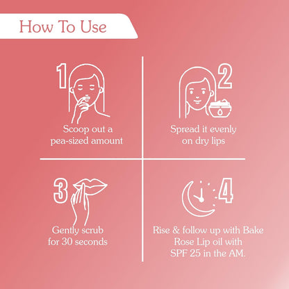 BAKE Vitamin C Lip Scrub | Lip Lightening Scrub for Dark Lips Exfoliation | For Hyperpigmented Lips, Dehydrated Lips, Flaky Lips & Chapped Lips | For Men & Women | 25g