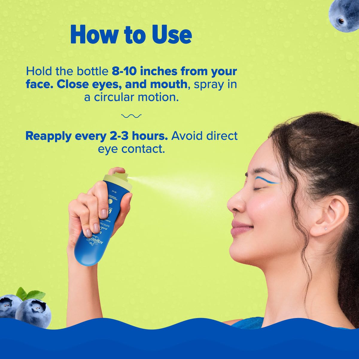 Aqualogica Bright+ Makeup-Set Sunscreen Mist SPF 50+ PA++++ with Blueberry & Kojic Acid | Ultra-Fine Mist for Easy Application over Makeup | Quick Drying | Sets Make-Up | No White Cast | Easy Reapplication | Hydrates & Refreshes | 80 ml