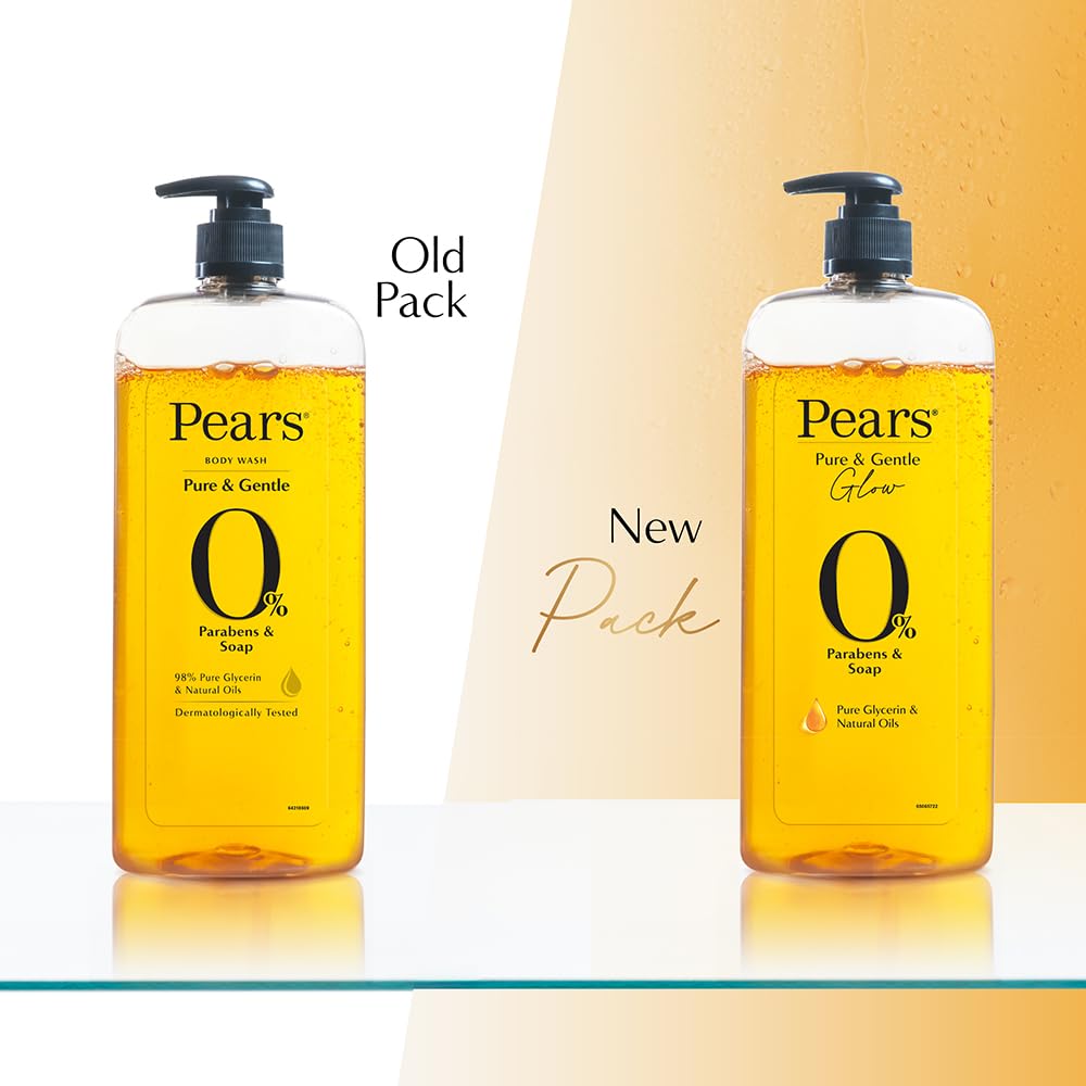Pears 98% Pure Glycerin Pure & Gentle Bodywash with 0% Parabens & Soap for Hydration & Glow, 750 ml