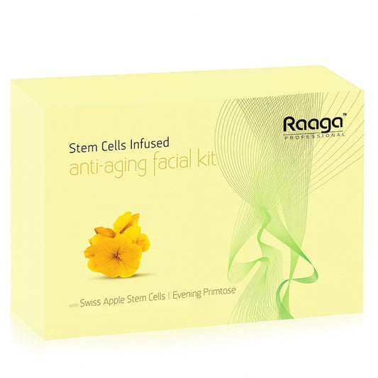 Raaga Professional Stem Cells Cream Infused Anti Aging Facial Kit | Evening Primrose, Swiss Apple Stem Cells | Fights Acne | 6 Step Facial Kit For All Skin Types (61 Gm)