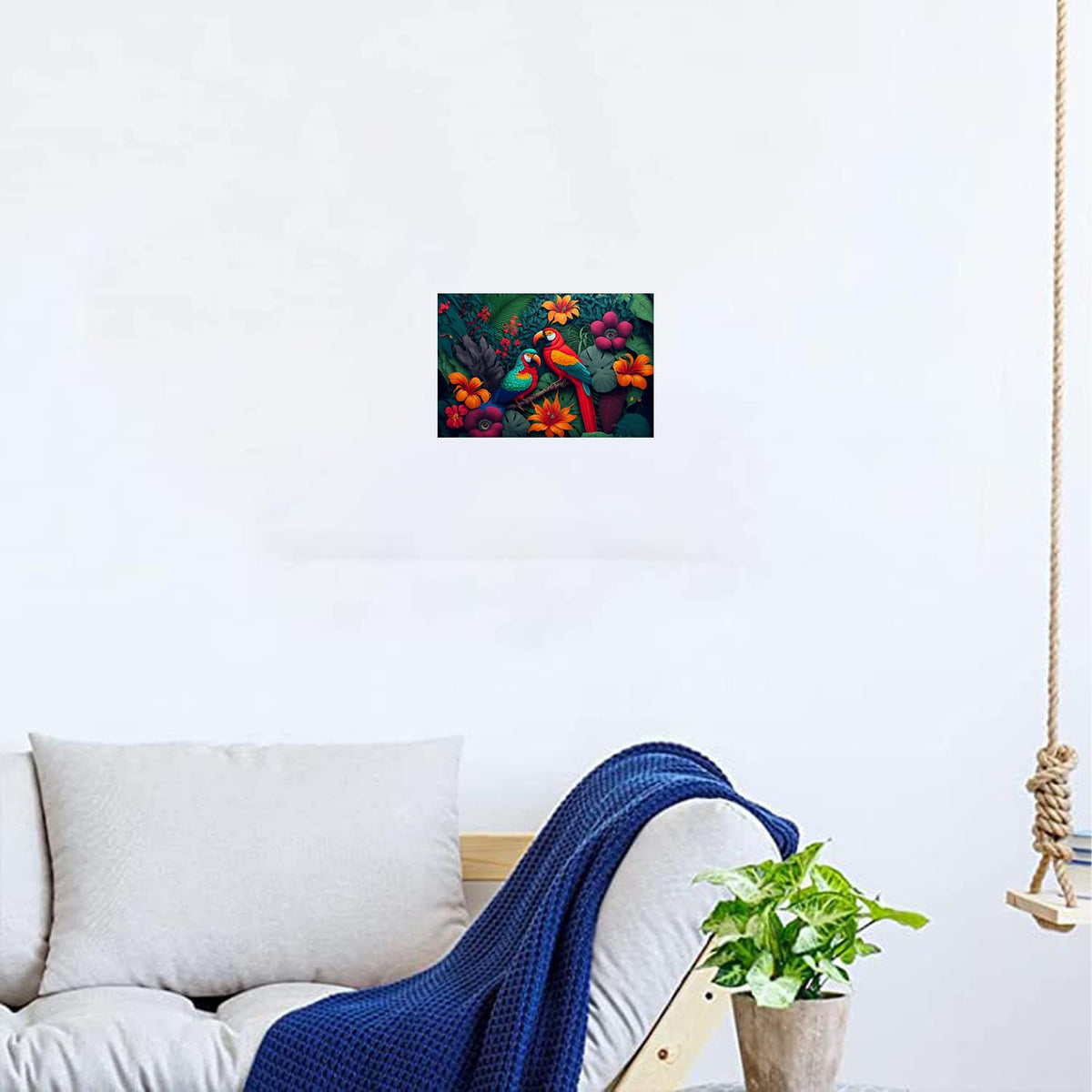 Parrot Paintings for Living room, Parrot Poster Big Size with Sparkle Coated Lamination - 22192 (Self Adhesive) 18x24 Inch