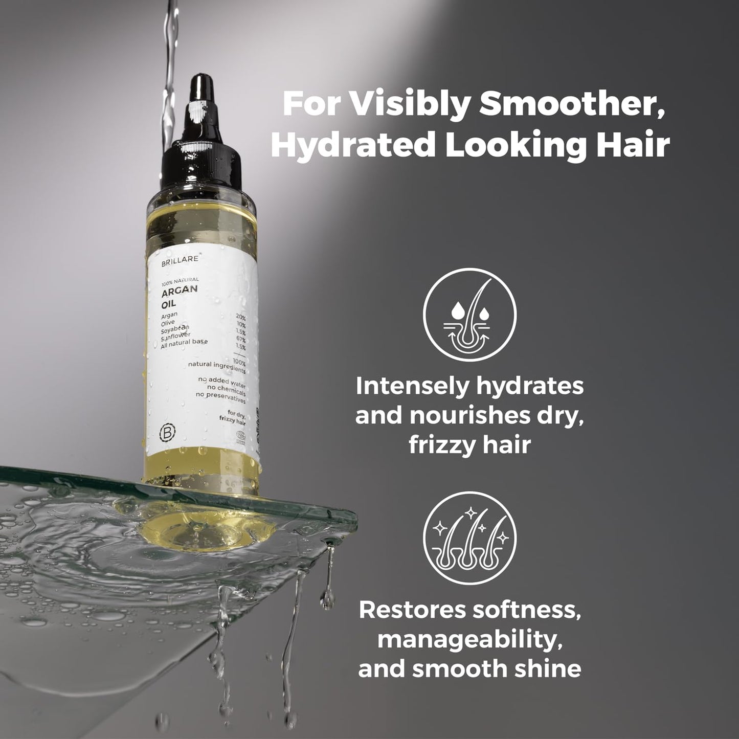 Brillare Argan Hair Oil, with the Goodness of Olive oil & Sunflower Oil, for Dry & Frizzy Hairs