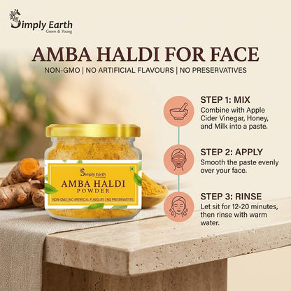 Simply Earth Pure & Natural Amba/Kasturi Haldi Powder | Immunity Booster, Anti-Oxidant, Anti-Inflammatory Turmeric | Skin & Face Pack - Wild Turmeric - 100 GM