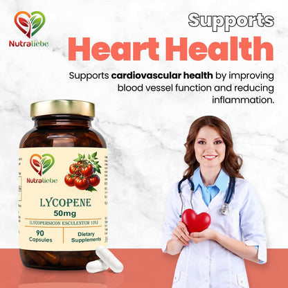 Nutraliebe Lycopene Extract 50mg - High Potency Antioxidant Support, 90 Capsules