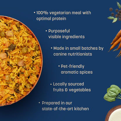 Sara's Wholesome by HUFT Vegetable Biryani Wet Dog Food – 300 gm | Human-Grade Ingredients | High-Protein Veg Meal | Natural & Preservative-Free | Suitable for Puppies & Adult Dogs