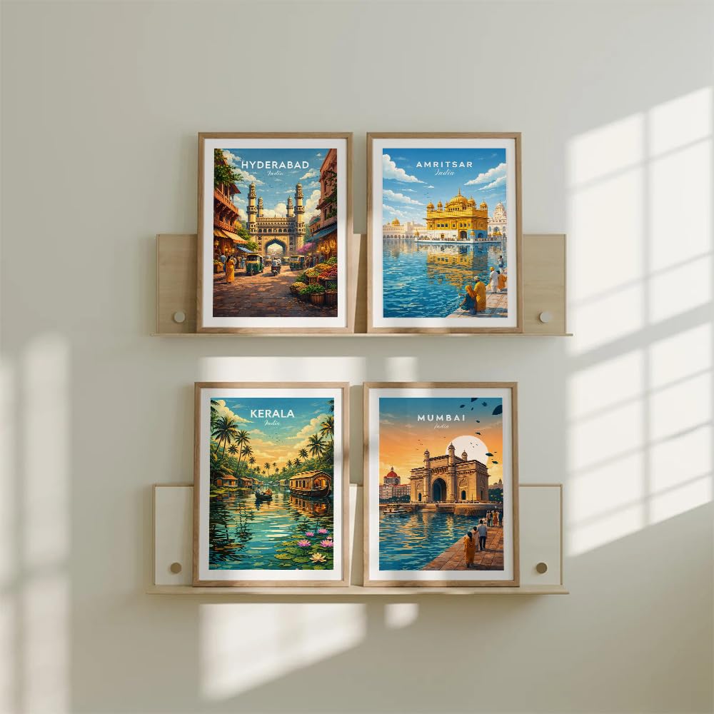 Set of 4 Cityscape Wall Painting for Bedroom & Paintings for Living Room Wall Decor - (10.5X13.5 Inch, Wall Art Paintings)