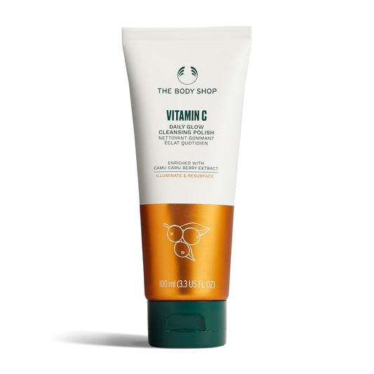 The Body Shop Vitamin C Daily Glow Cleansing Polish, 100 ML - For Dull, Tired Skin| Removes Dead Skin Cells| Radiance Revealing