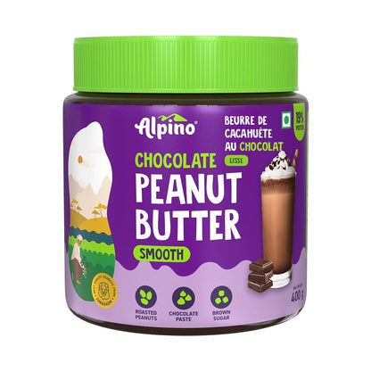 ALPINO Chocolate Peanut Butter Smooth - Roasted Peanuts, Chocolate Paste, Brown Sugar & Sea Salt - 26g Protein, Gluten Free – Plant Based Peanut Butter Creamy