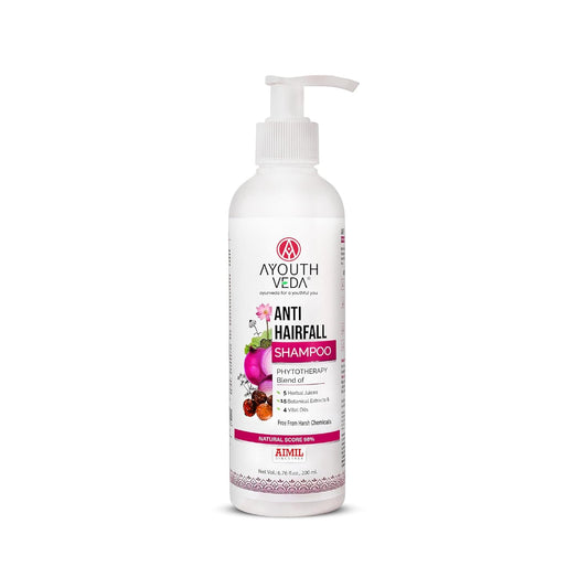 Ayouthveda Anti Hair Fall Shampoo with Onion & Coffee | Natural Formula with Aloe vera, Reetha, Shikakai & Neem | Reduces Hair Fall, Improves Hair Density & Scalp Health | 200 ml (Pack of 1)