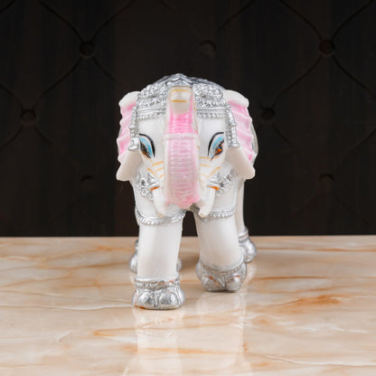 White & Silver Decorative Elephant Figurine Statue 4 INCH
