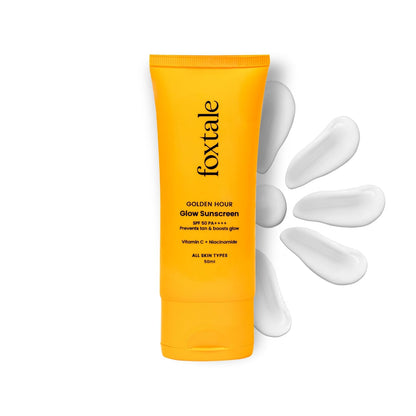 Foxtale SPF 50 Vitamin C Glow Sunscreen with PA++++ & Niacinamide | Lightweight | Fast Absorbing | UVA and UVB Filters | Prevents Tanning | No White Cast | Non-Greasy | For Men & Women | All Skin Types | 50 Ml