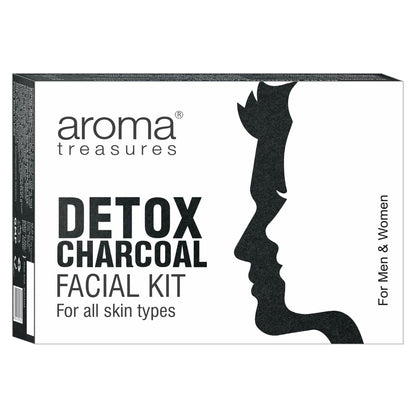 Aroma Treasures Detox Charcoal Facial Kit | Deep Pore Purifying 6-Step Home Facial | Removes Impurities, Excess Oil & Tan | Brightening, Clarifying & Instant Glow Facial for All Skin Types – 43g/ml
