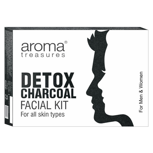 Aroma Treasures Detox Charcoal Facial Kit | Deep Pore Purifying 6-Step Home Facial | Removes Impurities, Excess Oil & Tan | Brightening, Clarifying & Instant Glow Facial for All Skin Types – 43g/ml
