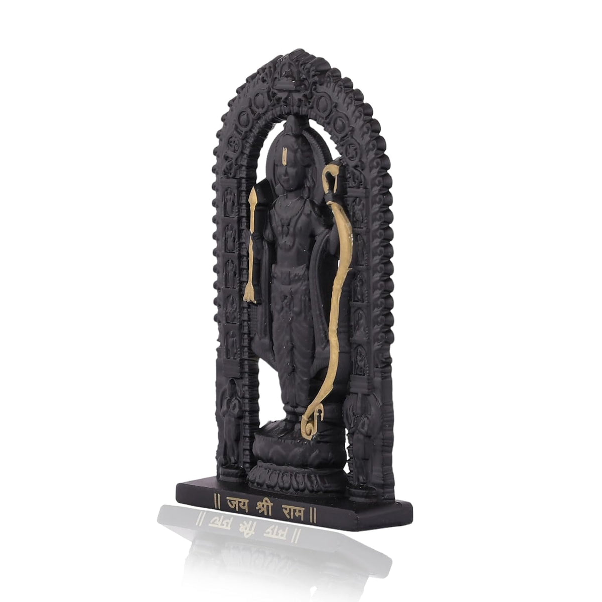 Metal Small Ram Lalla Idol Murti Ayodhya for Car Dashboard Home Decor,Home Temple Mandir Pooja, Gift, Car Dashboard (Black Height - 2.7 Inch)