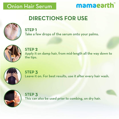 Mamaearth Onion Hair Serum For Silky & Smooth Hair, Tames Frizz, with Onion & Biotin for Strong, Tangle Free & Frizz-Free - 100 ml