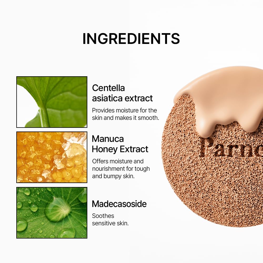 Parnell Cicamanu Serum Cushion Foundation (13C Fair) Hydrating Soothing Korean Cushion Foundation with Centella & Madecassoside, Buildable Coverage, Dewy Finish, Lightweight, Smooth Radiant Glass Skin (15g)