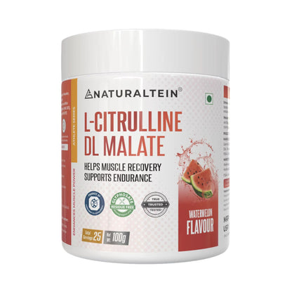 NATURALTEIN Citrulline Malate 2:1 | Watermelon Flavour | Nitric Oxide Booster for Bigger Pumps & Workout Performance | 100g, 25 Servings | Supports Strength & Endurance