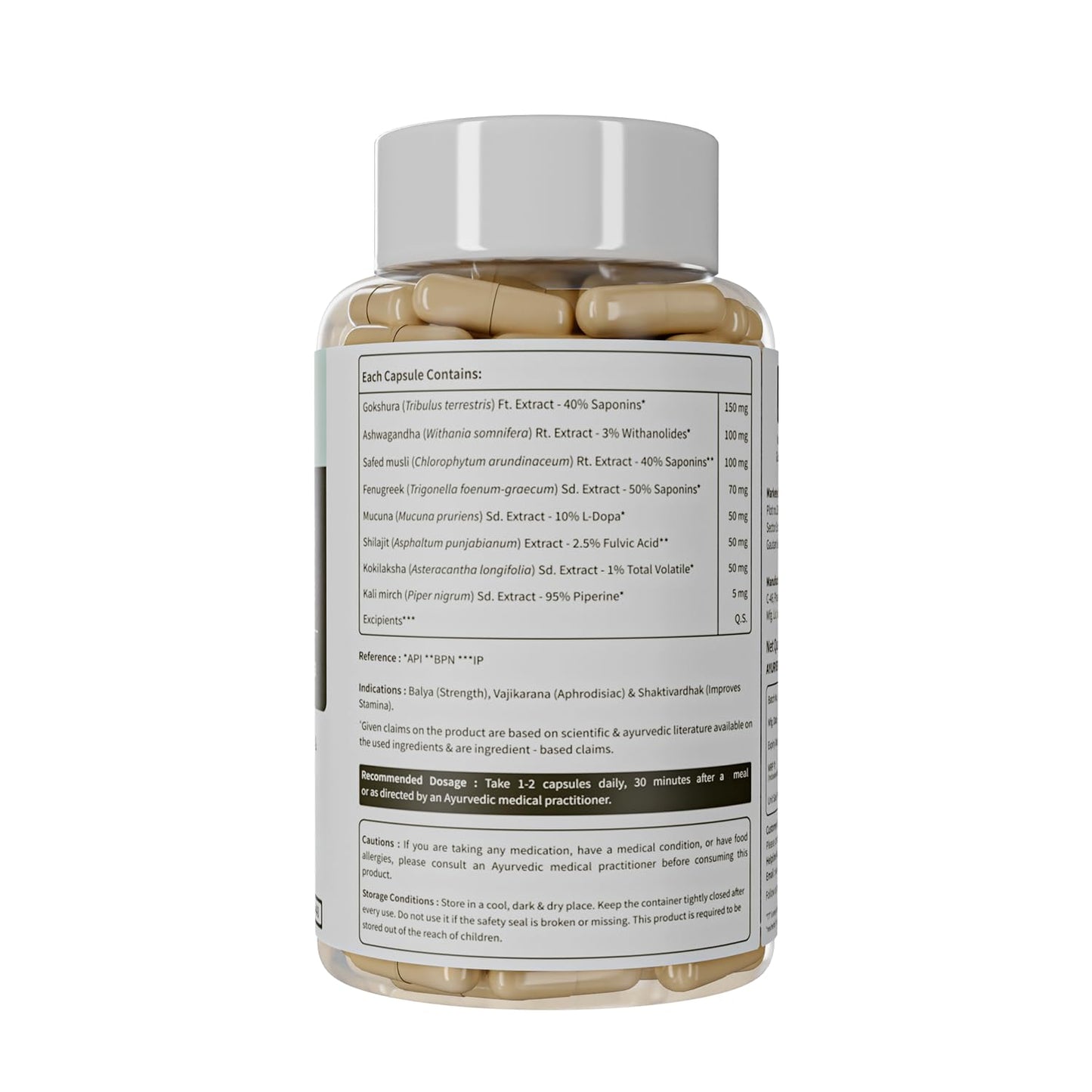 Neuherbs Ayurvedic T7 Test On For Men, With Shilajit, Ashwagandha, Gokshura, Kali Mirch, Safed Musli, Kapikachhu seed for Muscle Growth, Strength & Stamina | 60 Capsules