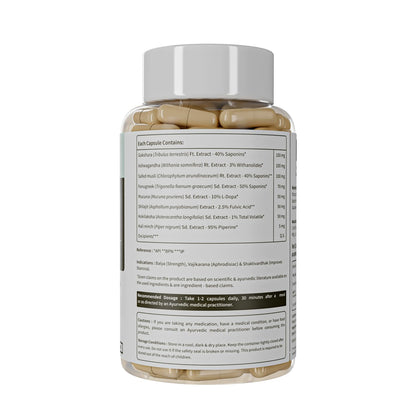 Neuherbs Ayurvedic T7 Test On For Men, With Shilajit, Ashwagandha, Gokshura, Kali Mirch, Safed Musli, Kapikachhu seed for Muscle Growth, Strength & Stamina | 60 Capsules