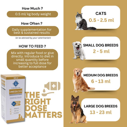 PET360 Omega 3+6 Concentrated Salmon Fish Oil for Dogs & Cats with Vitamins & Minerals | Shinier Coat, Itch & Allergy Control | Improves Skin & Hair Health | Nutritional Supplement for Pets - 500 ml