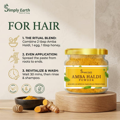 Simply Earth Pure & Natural Amba/Kasturi Haldi Powder | Immunity Booster, Anti-Oxidant, Anti-Inflammatory Turmeric | Skin & Face Pack - Wild Turmeric - 100 GM