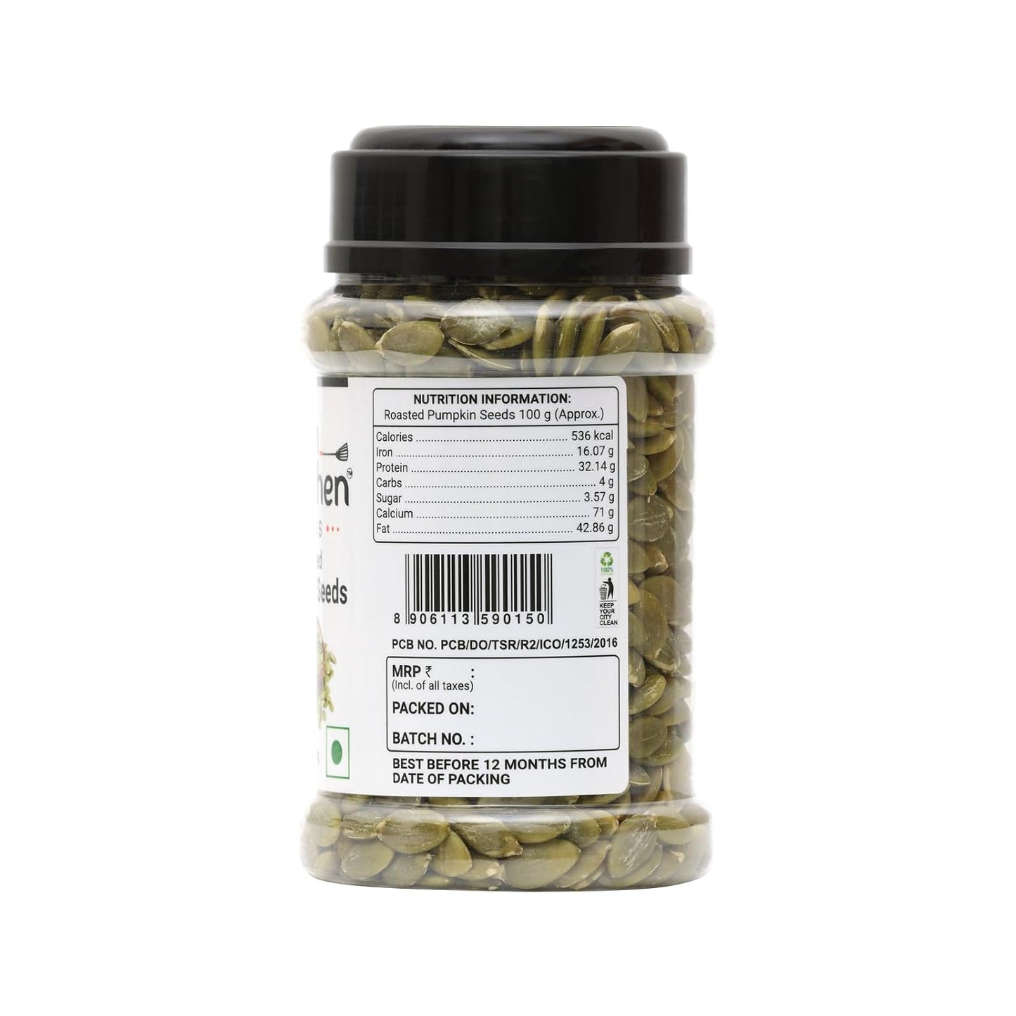 Indian Kitchen Roasted Pumpkin Seeds - Protein and Fibre Rich Superfood - 200g
