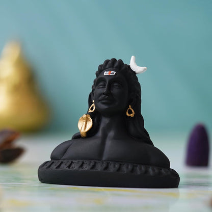eCraftIndia Black Resin Adiyogi Shiva Statue for Car Dashboard- Lord Shiva Idol for Home- Shiv Murti- Adiyogi Mahadev Statue- Gift for Diwali Maha Shivratri Housewarming Birthday- Diwali Gift Item