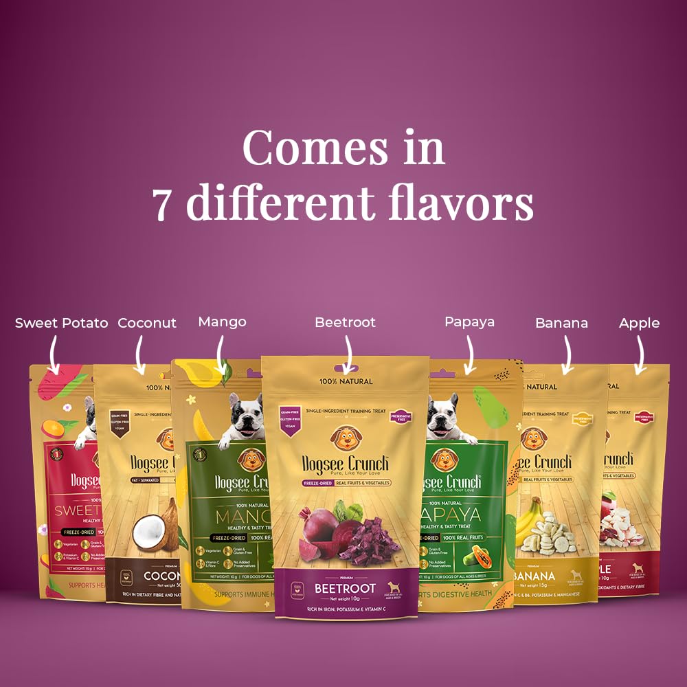 Dogsee Crunch Beet Training Treats for Dogs 10g Real Beets | Help Boost Immunity | Single-Ingredient Training Treats
