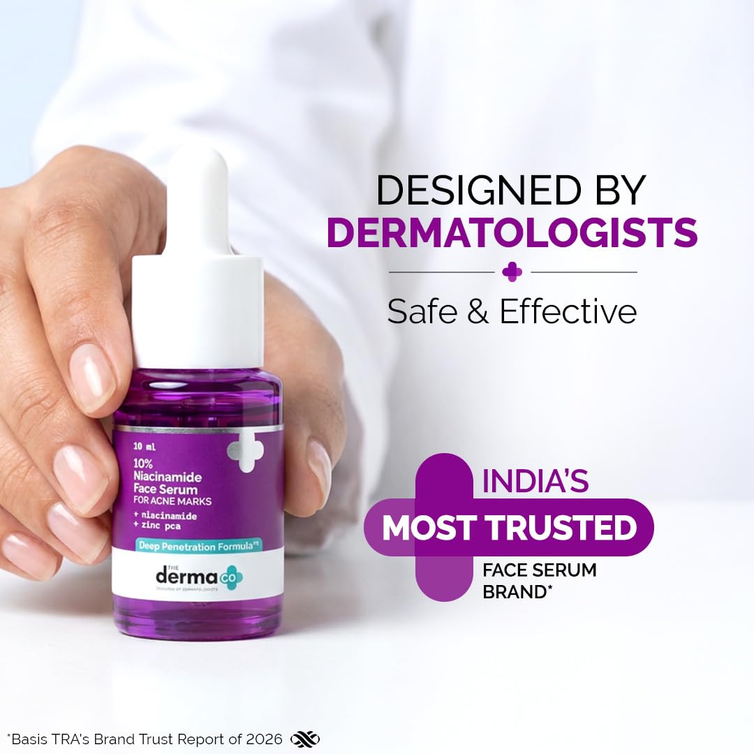 The Derma Co 10% Niacinamide Serum with 2% Zinc, Powered by Deep Penetration Formula™ | Fades Acne Marks, Controls Oil & Reduces Dark Spots | 10 ml
