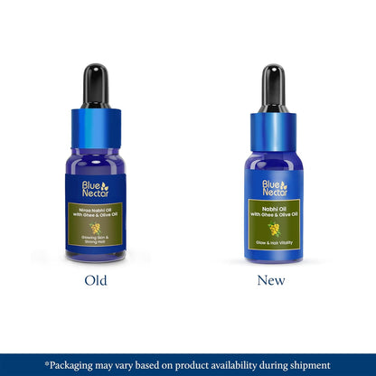Blue Nectar Nabhi Oil with Ghee & Olive Oil | Ayurvedic Nabhya Dhara Belly Button Oil for Glowing Skin & Strong Hair | Deep Hydration & Nourishment (22 Herbs, 10ml)