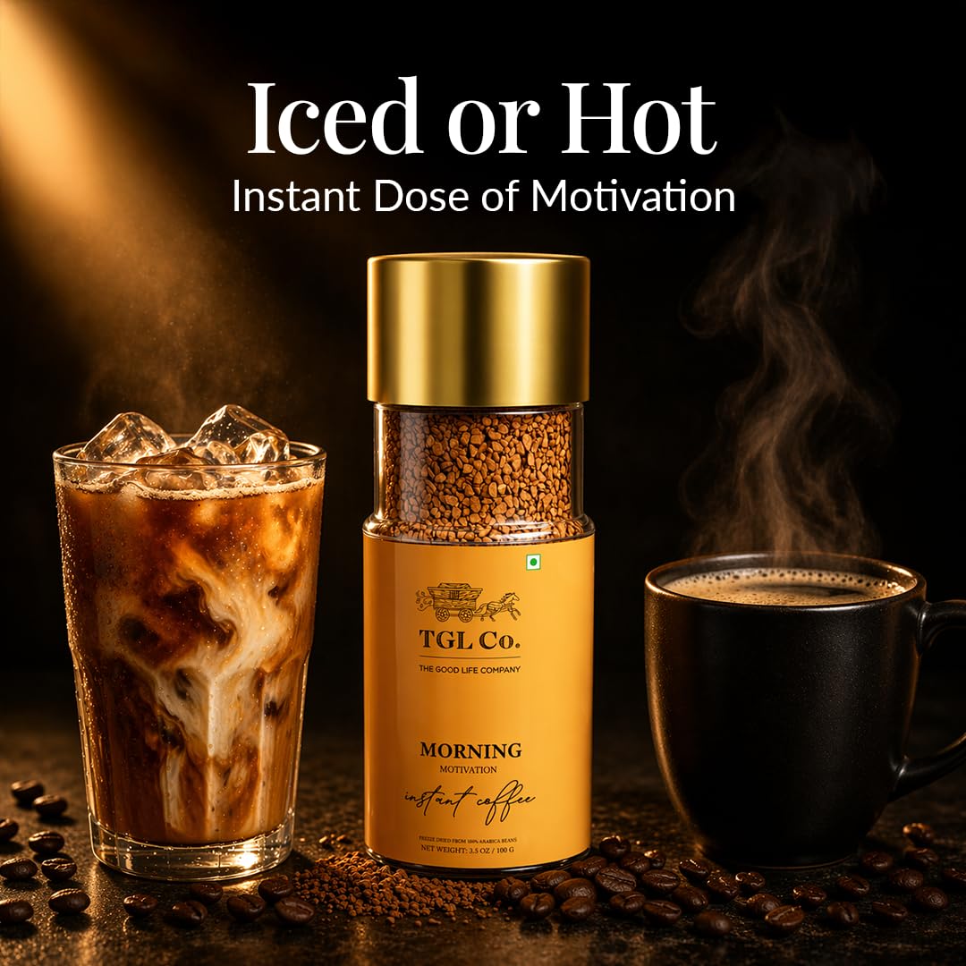 TGL Co. Morning Motivation Instant Coffee Powder (100g) 100% Arabica Coffee Beans | Rich & Aromatic Antioxidant-Rich Boosts Energy & Focus | Perfect for Hot & Cold Coffee