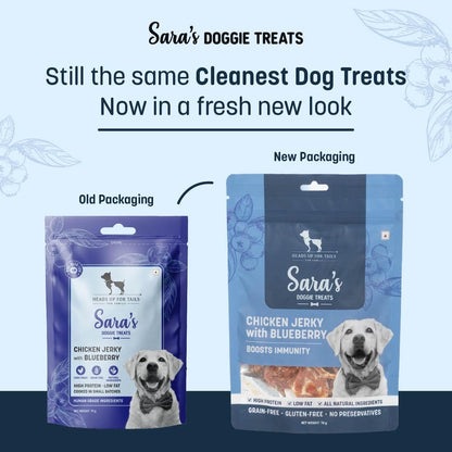 Sara’s Doggie Treats – Dehydrated Chicken Jerky with Blueberry – 70 gm | 100% Natural, High-Protein Dog Treat | Rich in Antioxidants | Grain & Preservative-Free