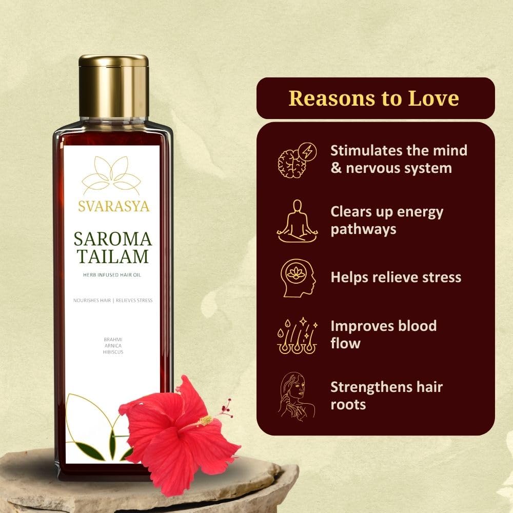 Svarasya Saroma Tailam Herbs Infused Ayurvedic Hair Oil (Paraben and Mineral Oil Free) With Natural Ingredients (Oil, 100 ml)