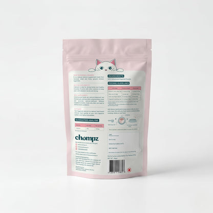 Chompz Eggshell Powder for Cats | Natural Calcium Supplement | 50gm Powder | Single Ingredient | Bone & Muscle Health | Mixes into Any Meal | Scooper Included | 50+ Servings | For Adult Cats & Kittens