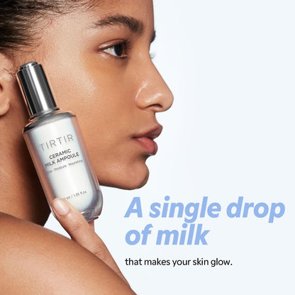 TIRTIR Ceramic Milk Ampoule, Hydrating Face Serum with Ceramides & Vegan Milk Complex for Moisturized, Radiant Skinmic Milk Ampoule, 30 ml