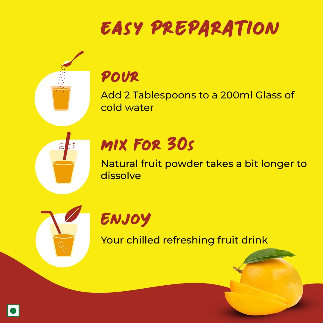 Good Monk Fruit Drink Mix (Natural Mango) - 50% Less Sugar, 8 Vitamins & Minerals for Instant Hydration, Nutrition & Energy | Mango Flavor Juice Powder | Summer Drink for Kids, Men & Women | 10 Serves