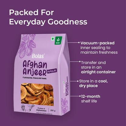 Bolas Premium Afghani Dried Figs 250g | Anjeer | Rich in Calcium, Fibre & Iron | Naturally Low in Fat | Healthy Snack | Dry Fruits