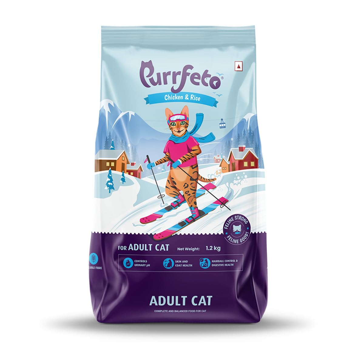 Purrfeto Adult Dry Cat Food | Chicken & Rice | 1.2 kg Ingredients |40% Reduction in Urinary Track Diseases |Anti Hairball Formula |Healthy Skin & Coat |Improves Digestive Health