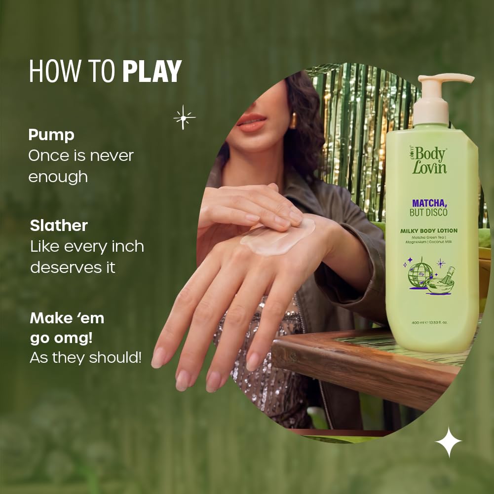 Plum BodyLovin’ Matcha, But Disco Milky Body Lotion | Calming & Smoothening Body Lotion | Lightweight Milky Hydration | Matcha Green Tea, Magnesium & Coconut Milk | Lactonic Matcha Fragrance | 400 ml