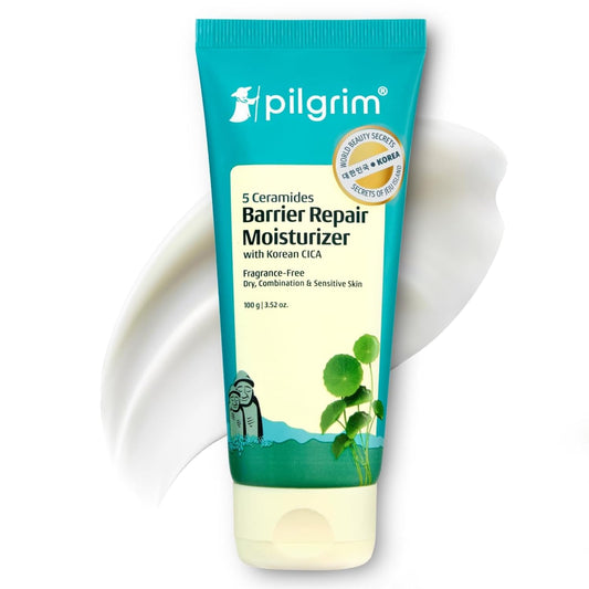 Pilgrim 5 Ceramides Moisturizer for Face 100g | Hyaluronic Acid for Intense Moisturizing & Skin Strengthening | Barrier Repair with Korean CICA | Lightweight & Non-Sticky | For All Skin Types I For Women and Men I
