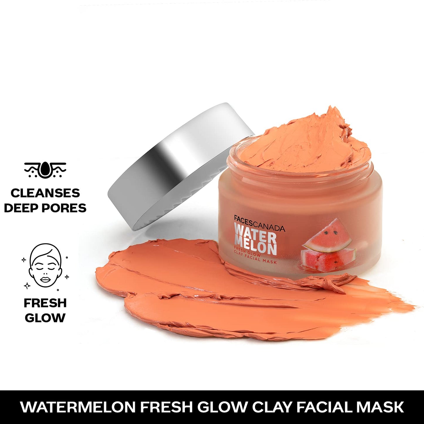 FACESCANADA Watermelon Fresh Glowy Clay Facial Mask, 50g | Watermelon Extract & Bentonite Clay | Deep Pore Cleansing | Soft, Smooth & Hydrated Skin | Youthful Glow | For All Skin Types | Vegan